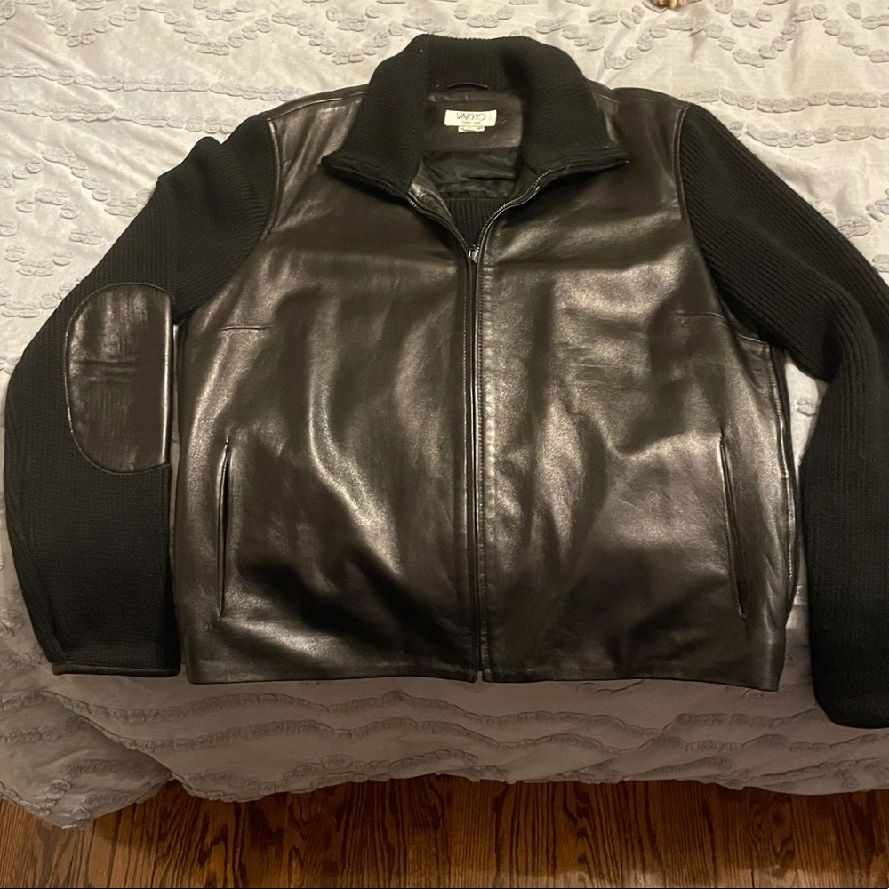 Vakko black leather jacket